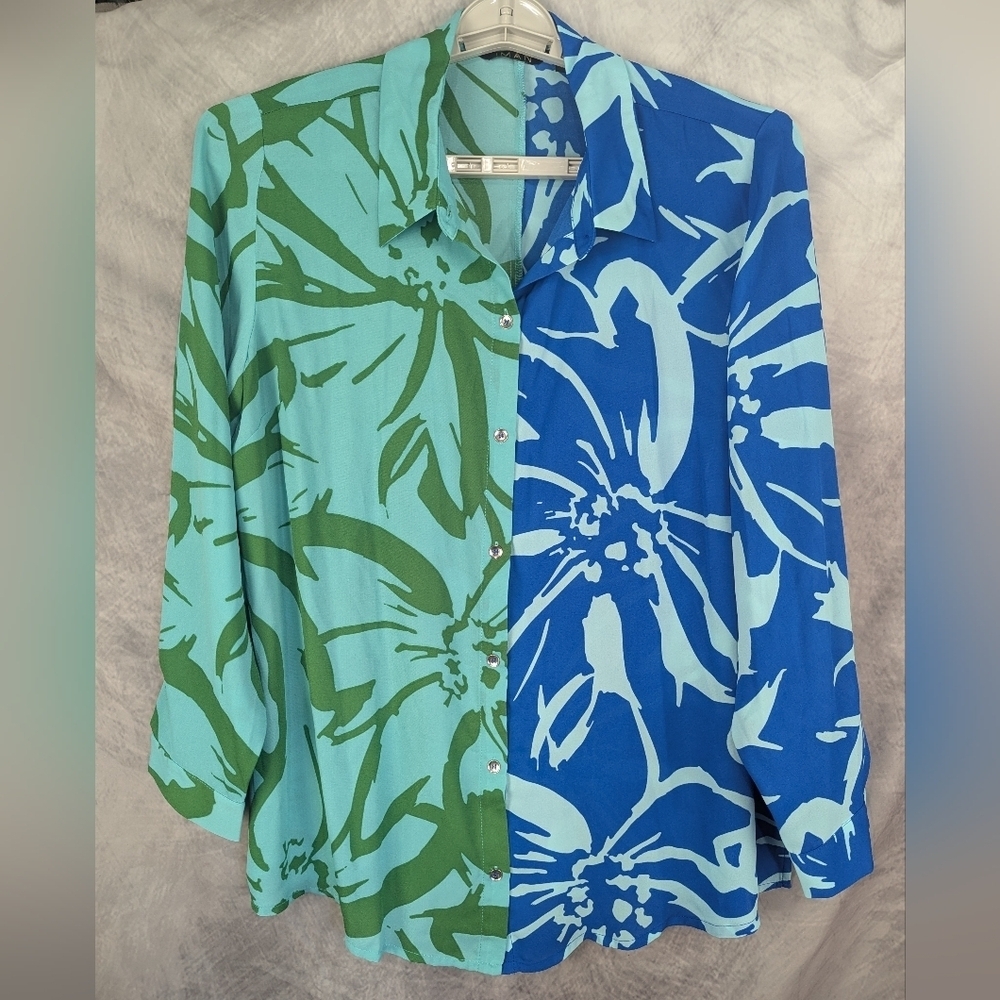 Iman XL Polyester Button Down Shirt